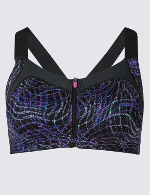 Sumptuously Soft High Impact Zip Front Padded Sports Bra B-E